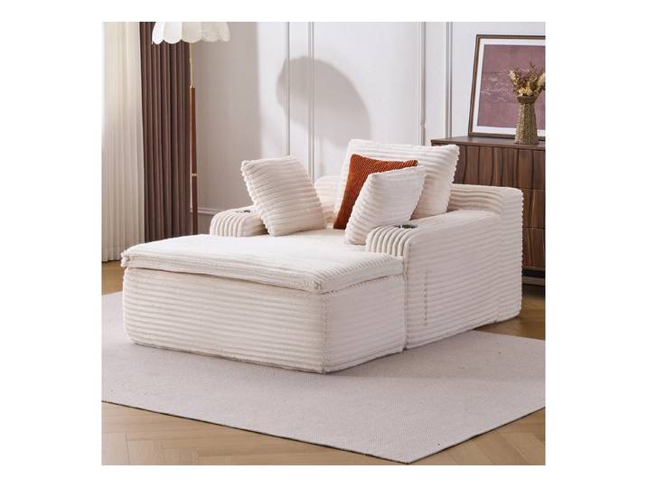 MC Star Sitzsack Schlafsofa ohne Stütze, modernes Wolkensofa mit Chaiselongue (bequeme Couch fürs Wohnzimmer mit 3 Kissen und 1 Decke, kein Aufbau erforderlich, schwarz)