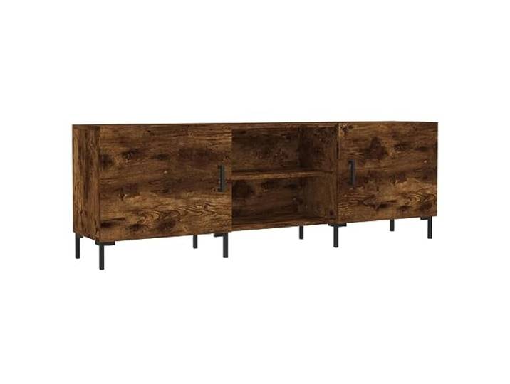 LKJephalotrope TV-Schrank Räuchereiche 150x30x50 cm Lowboard mit Tür Stabiles Mediencenter aus Holzwerkstoff mit Eisenbeinen und 4 Fächern für Wohnzimmer und Schlafzimmer.