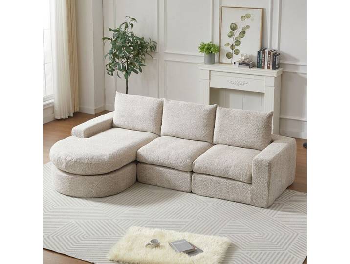 DRIPEX Canapé modulable combinable avec éléments courbés canapé d'angle compressé avec chaise longue Beige