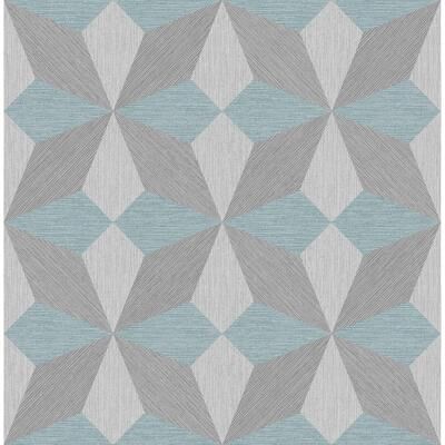 A-Street Prints Valiant Aqua Faux Grasscloth Geometric Wallpaper