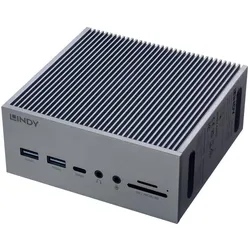 Lindy USB 3.2 Typ C Laptop Docking Station mit Netzteil (USB-C, 1 Port), Dockingstation + USB Hub, Grau