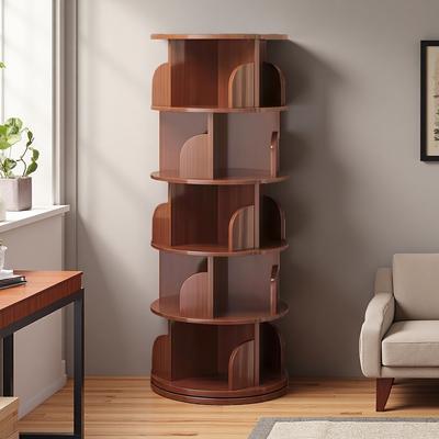ZWYO HOSIMU "61.8""H 5-Tier Rotating Bookshelf, 360° Display Round Spinning Bookshelf, Space-Saving Small Space Storage for Bedroom, Home"