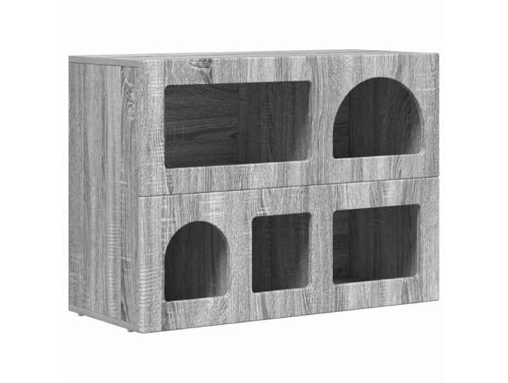 Fisinber Sideboard Graues Sonoma Kommode Holzwerkstoff 80,5x35x59 cm Vielseitige Anrichte im zeitgemäßen Design für Wohnzimmer, Esszimmer oder Flur mit geräumigen Fächern.
