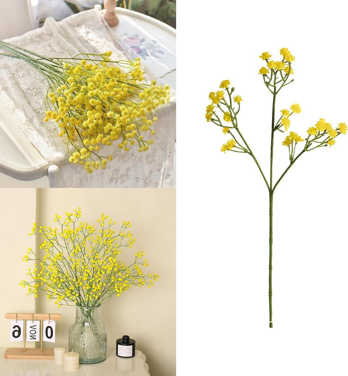 Set van 10 gele kunstbloemen Baby's Adem voor feestelijke decoratie