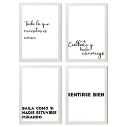 POSTER Set mit 4 Tanzen TypografieStil A4 Weißer Rahmen