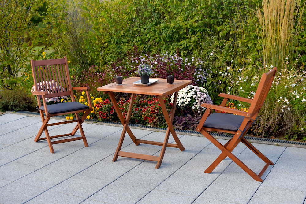MERXXHANDELS Rio Set 5tlg 2 Sessel Auflagen Tisch 70x70cm 16946310