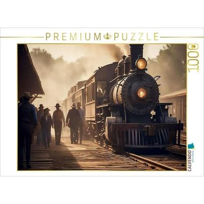 CALVENDO Puzzle Am Bahnhof im Wilden Westen | 1000 Teile Lege-Größe 64x48cm Foto-Puzzle für glückliche Stunden