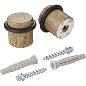 SO-TECH Türstopper 133924, Gummi/Stahl, 2 Stück, für den Boden, zum Schrauben & Kleben, Holzoptik, 3,2 x 3,6cm