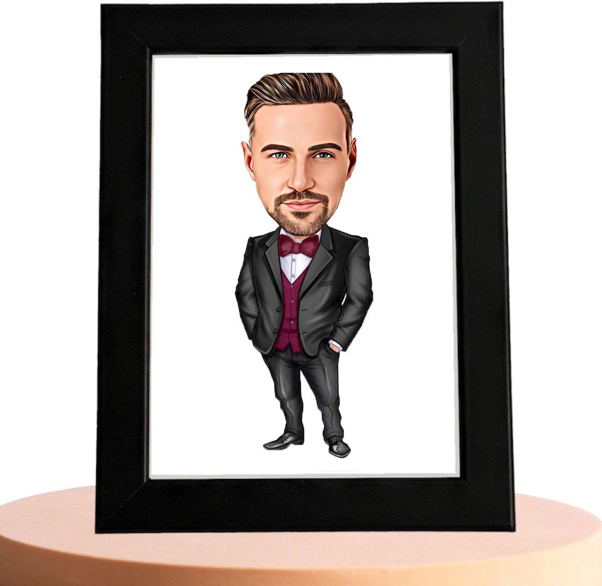 Gepersonaliseerde Bruidegom Karikatuur Illustratie van Jouw Foto door TURNED Online