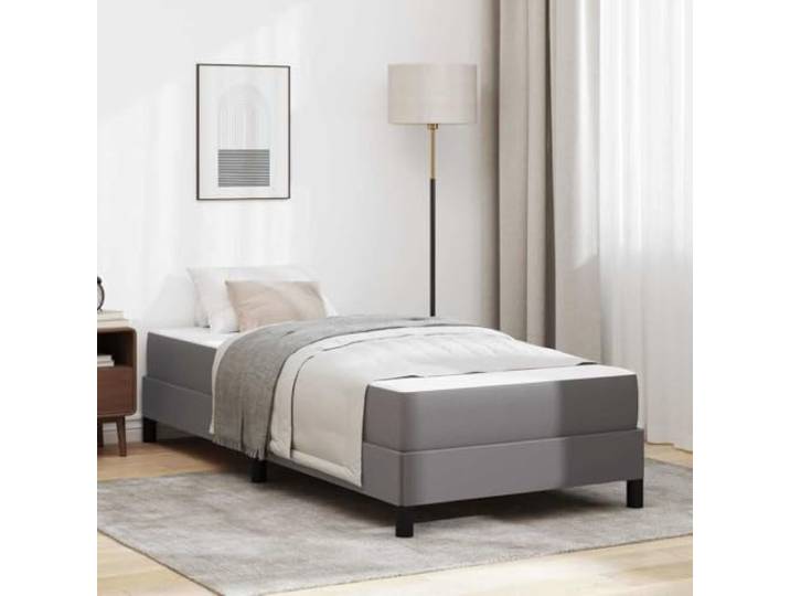 KTHLBRH Bettgestell, grau, 90 x 190 cm, Stoff Technisches Holz, feste Latten, Taschenfedern, Schaumstoff, modernes Design