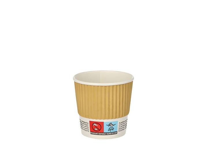 PAPSTAR Einwegbecher Trinkbecher, Pappe 0,1 l Ø 6 cm, 6 cm natur Ripple Wall 500 Stk, Pappe, PLA-beschichtet