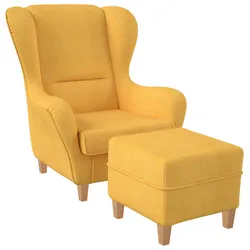 Supellex Sofia Ohrensessel mit Hocker   Design Vienna Gelb