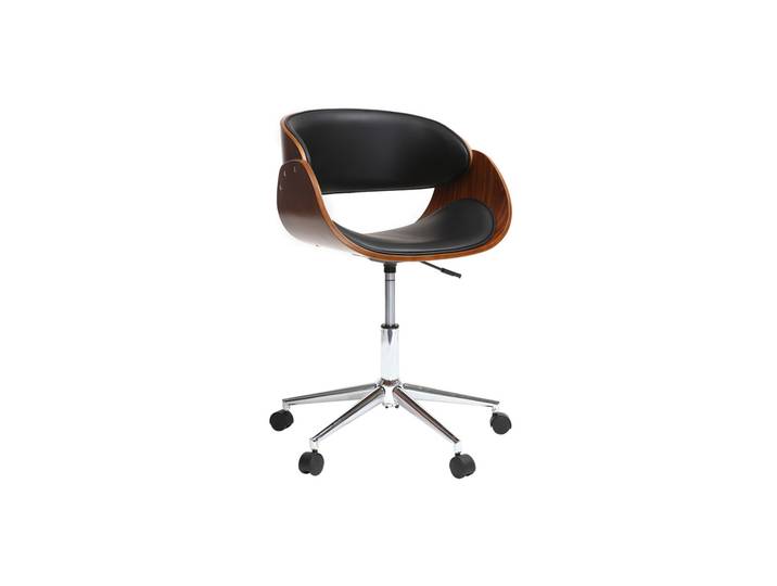Design-Stuhl auf Rollen Schwarz und Nussbaum BENT