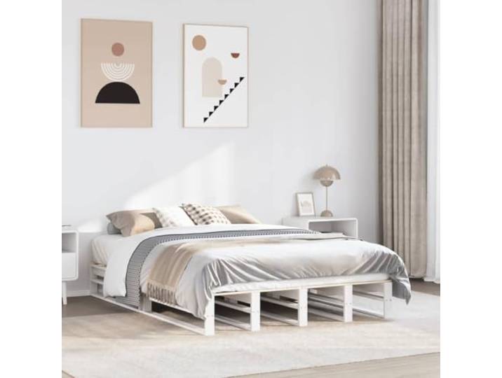 Massives Kiefernholz Bettgestell Modern Rustikal 140x190 cm Weiß Massivholzbett ohne Matratze Weiß 140x190 cm Kiefernholz Bettgestell Lattenrost Stabil Modern