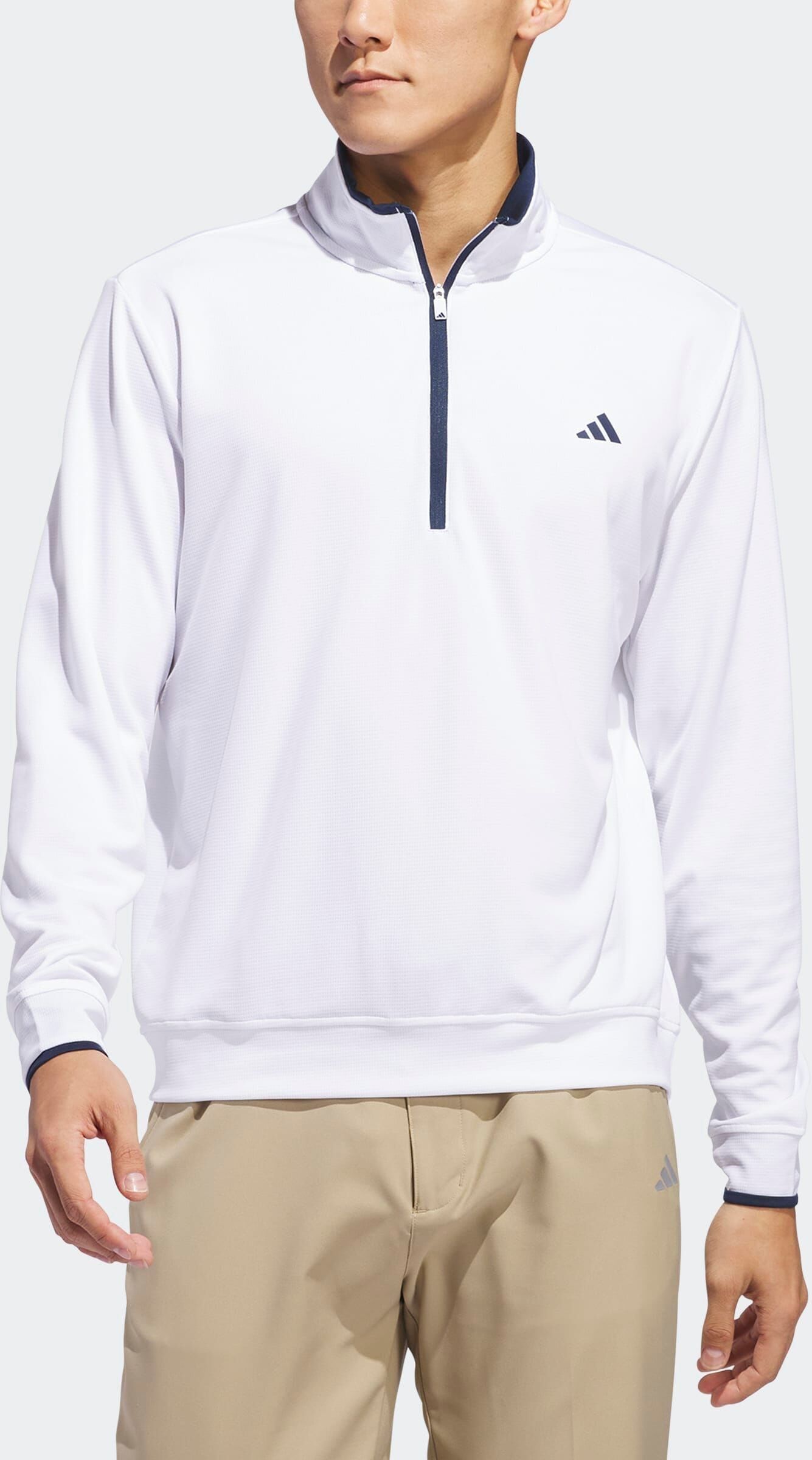 Sweatshirt ADIDAS PERFORMANCE "LIGHTWEIGHT HALF-ZIP OBERTEIL", Herren, Gr. M, weiss (weiß), Obermaterial: 100% Polyester, angesetztes Bündchen, Sweatshirts Sweatshirt weiß M
