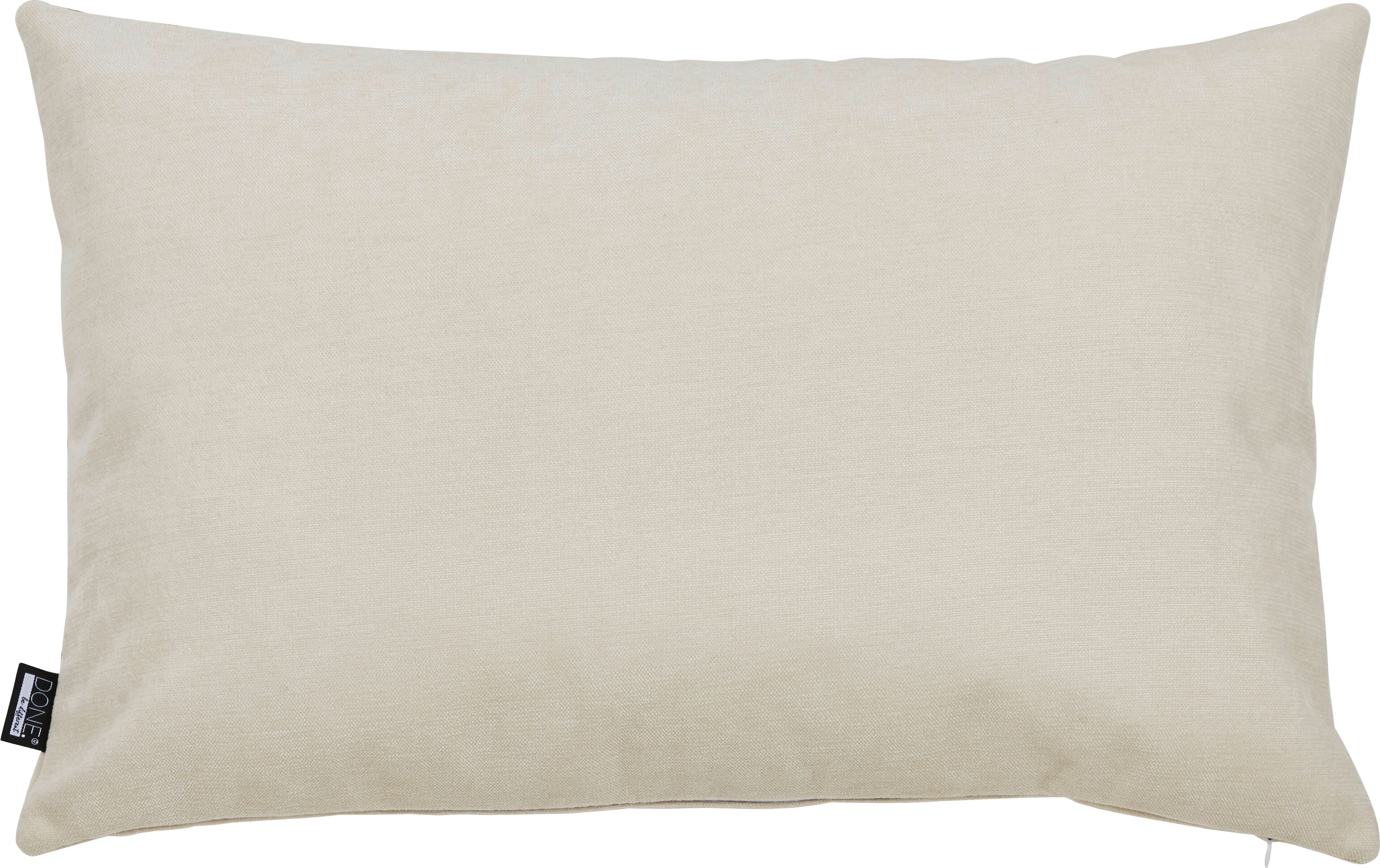 Dekokissen DONE. "HEIMATHAFEN", beige (beige, neon gelb, schriftzug), B:40cm L:60cm, Polyester, Dekokissen_Sitzkissen_Kissenhüllen, Dekokissen, Extra weiche Haptik beige, neon gelb, schriftzug B/L: 40cm x 60cm, 1 Stk.