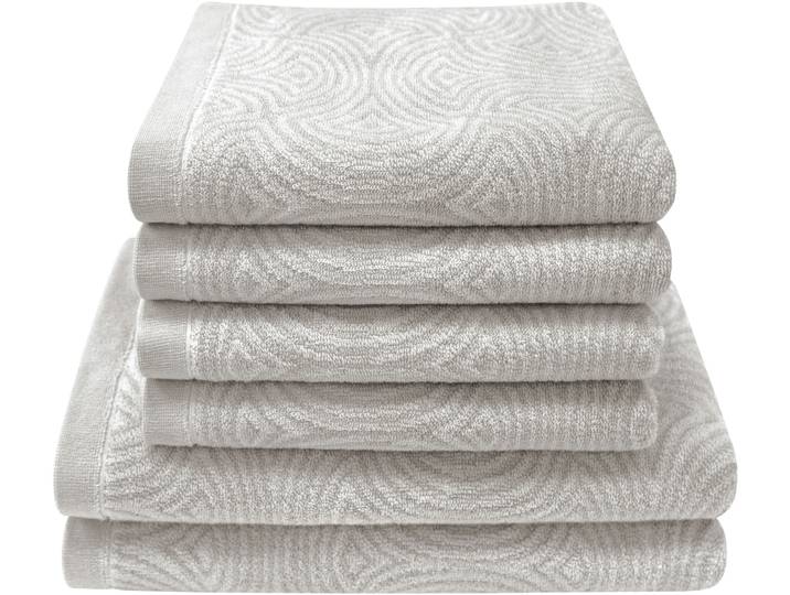 Handtuch Set DYCKHOFF Landscape , silber, 6 Stk., Walkfrottier, Walkfrottier, Obermaterial: 100% Baumwolle, Handtuch-Sets, Handtuch Set, 4 Handtücher (50x100cm), 2 Duschtücher (70x140cm)