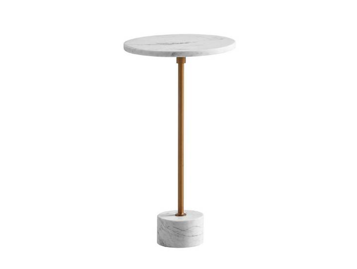 moebelfaktor Beistelltisch Jokkmokk, Marmor, rund, Ø 30 cm, weiß, Sofatisch