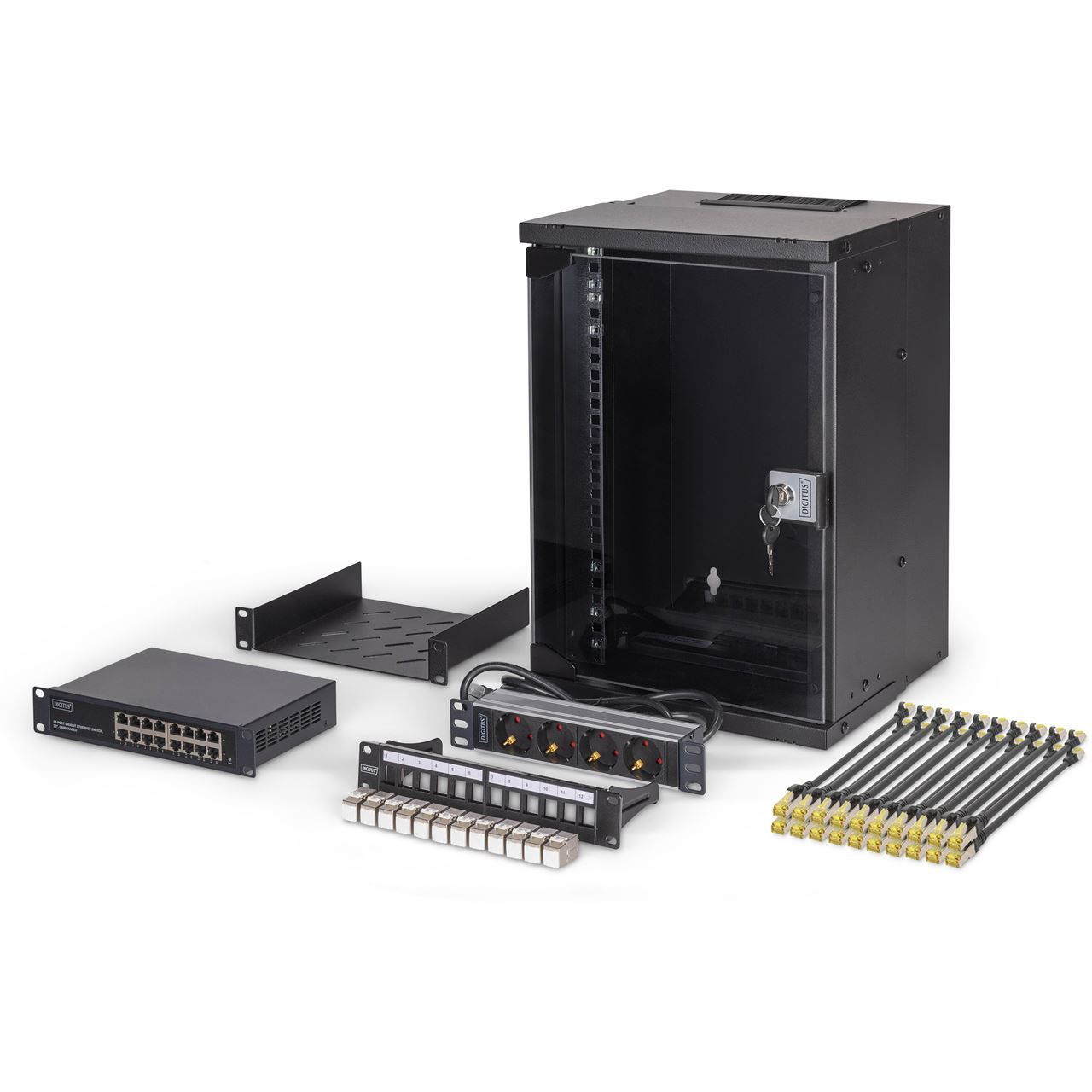 Digitus Netzwerk-Set 254 mm (10") - 9HE, 315x300 mm (BxT) sw