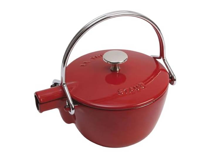 STAUB Teekanne, Wasserkessel aus Gusseisen, Rund, 16,5 cm, 1,1 L, Für alle Herdarten, Induktion, Kirsch-Rot
