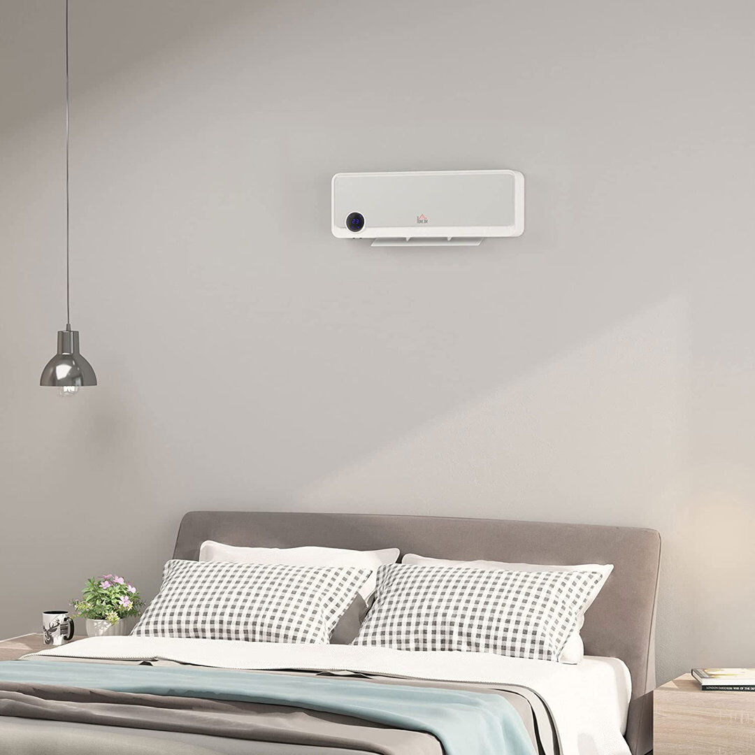 HOMCOM 1000W/2000W Wall Downflow Heater Adjustable Temperature w/ Timer 18.5cm H X 56cm W X 11.7cm D