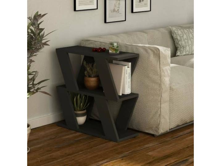 Dmora - Wohnzimmertisch Thalia, Niedriger Wohnzimmertisch, Kaffeeregal, Couchtisch für Sofa, 60x22h57 cm, Anthrazit