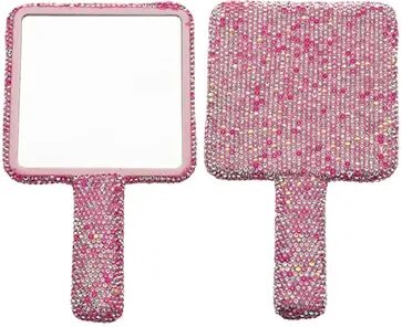 Fusion Finds Luxury Handheld Makeup Mirror With Sparkling Rhinestone Handle Portable Vanity Mirror For Beauty Touch Ups stick Diamond E