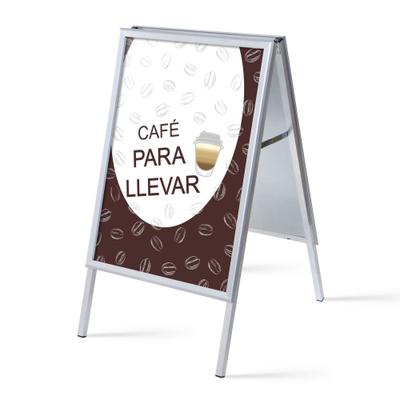 SHOWDOWN Displays Showdown Kundenstopper - DIN A1 - Komplett-Set - Café Para Llevar Spanisch - Braun/Schwarz