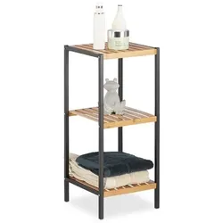 relaxdays Quadratisches Regal - Bambus / Stahl braun, 30x70x30 cm
