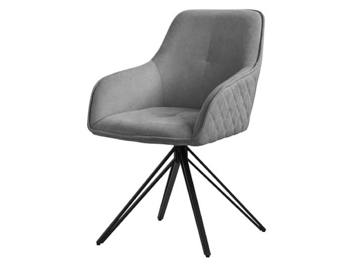 ML-Design Esszimmerstuhl drehbar aus Textil Webstoff, Grau, Wohnzimmerstuhl mit Armlehne & Rückenlehne, 360° Drehstuhl, Polsterstuhl mit Metallbeine, Ergonomische Sessel, Küchenstuhl Loungesessel