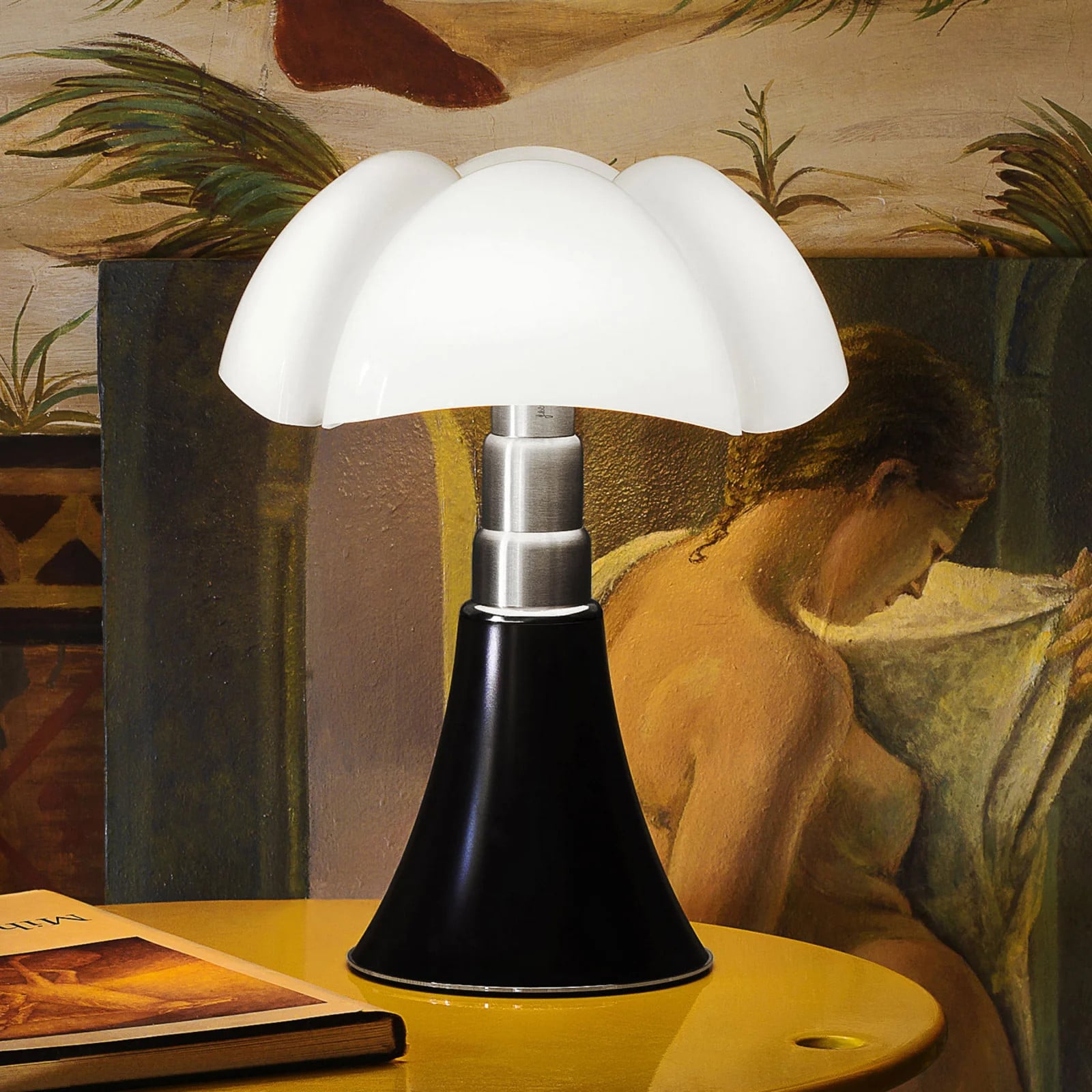 Martinelli Luce Minipipistrello Acculamp Bruin - Designer Tafellamp van Metaal met Conische Kap - Hoogte: 35 cm