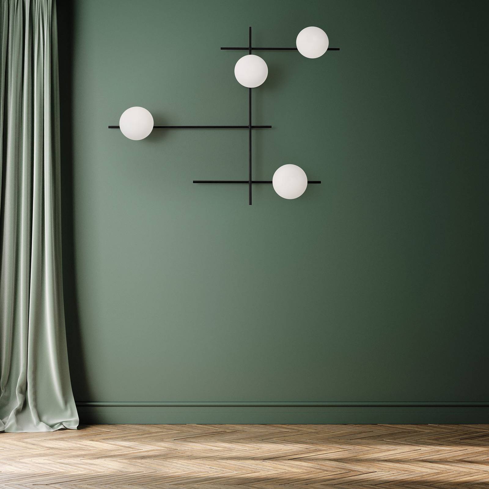 Sforzin Wall Light Mikado, dimmable, Black, Living / Dining Room, metal, Design, Wall Light