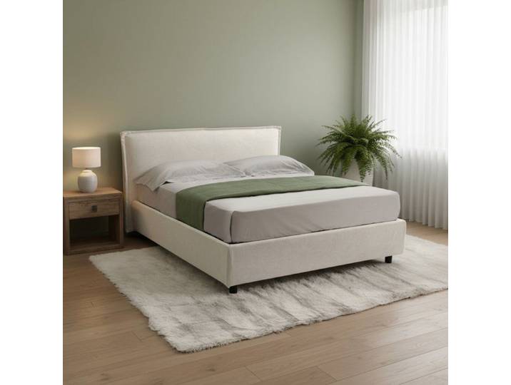 Lit Double Bruzolo Dmora en Tissu Beige