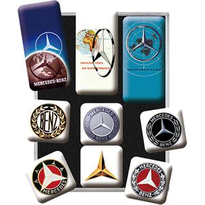 Nostalgic-Art Magnete Mercedes-Benz Logo Evolution, Magnetset, verschiedene Motive und Größen, 9 Stück
