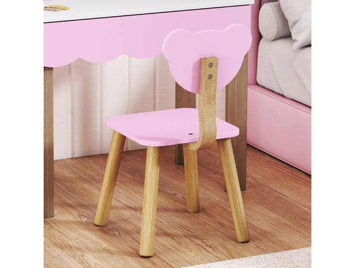 Coiffeuse pour enfant avec tabouret - miroir intégré - MDF - rose