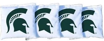 Skip's Garage Michigan State Spartans White Cornhole Bags