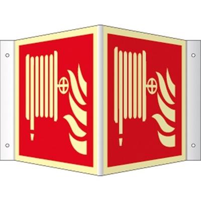 Winkelschild Löschschlauch ISO 7010, Kunststoff, nachleucht.,160-mcd, 148x148 mm