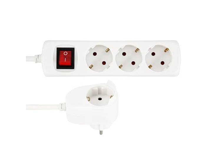 REV Stekkerdoos PowerSplit - meervoudige stekkerdoos 4-voudig (3+1), met schakelaar voor energiebesparing, 3500W, 2m, wit