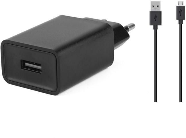 CoreParts MSPP2860B Micro USB Mains Charger, 10W 5V 2A, EU Plug, 1m Captive Cable, Black