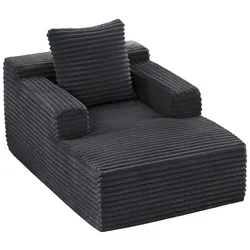 MODFU Schlafsofa aus Cord Dunkelgrau mit Schaumstoff- und Taschenfederkernpolsterung