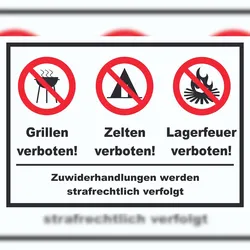 HB-Druck Grillen Zelten Lagerfeuer verboten Schild A3 (297x420mm)