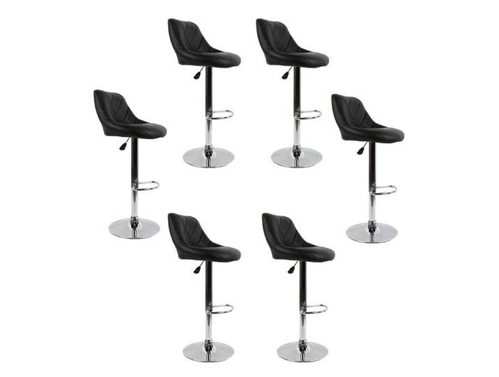 Lot de 6 TABOUTRET DE BAR Noir Dossier en sergé Chaise de Bar Pied en Métal Pivotantes et réglables