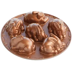 3x Nordic Ware Baby Bunny Cake, Backform, Silber, Bronze