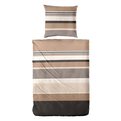 Bettwäsche PRIMERA "Satin-Bettwäsche Line-Art", braun, B/L: 135cm x 200cm, 1 Stk., 1 Stk., Satin, B/L: 80cm x 80cm, 2, Satin, Obermaterial: 100% Baumwolle, Bettwäsche, Bettwäsche