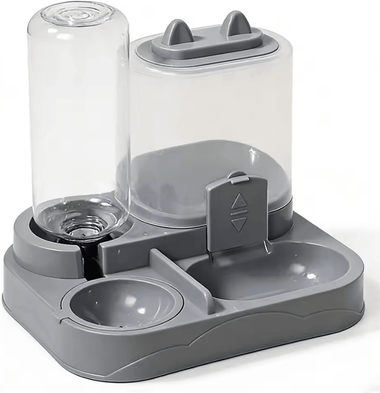 Inspire Curations CozyPaws Automatic Cat Feeder & Pet Water Dispenser Station grey