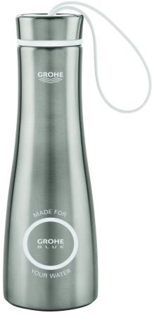 Grohe Blue Trinkflasche 40848SD0 450 ml, Deckel mit Schlaufe, Edelstahl