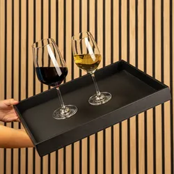Silwy Metall Tablett Leder-Look 41,5 x 31,5 x 4 cm