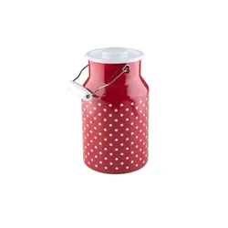Riess Milchkanne mit Deckel 2 Liter Emaille Country Pünktchenrot