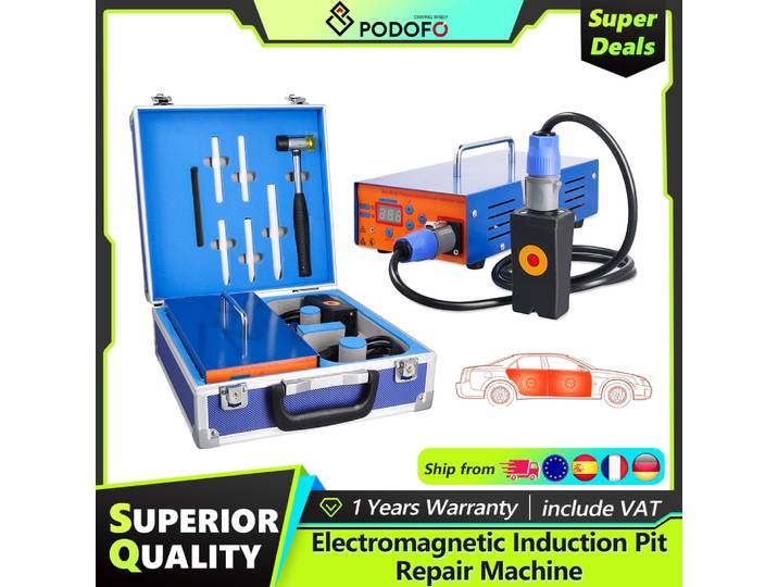 Kit d'outils de réparation de bosses de voiture Podofo, outil universel de réparation de bosses sans peinture PDR, machine de réparation de bosses par induction électromagnétique automobile 1000W,