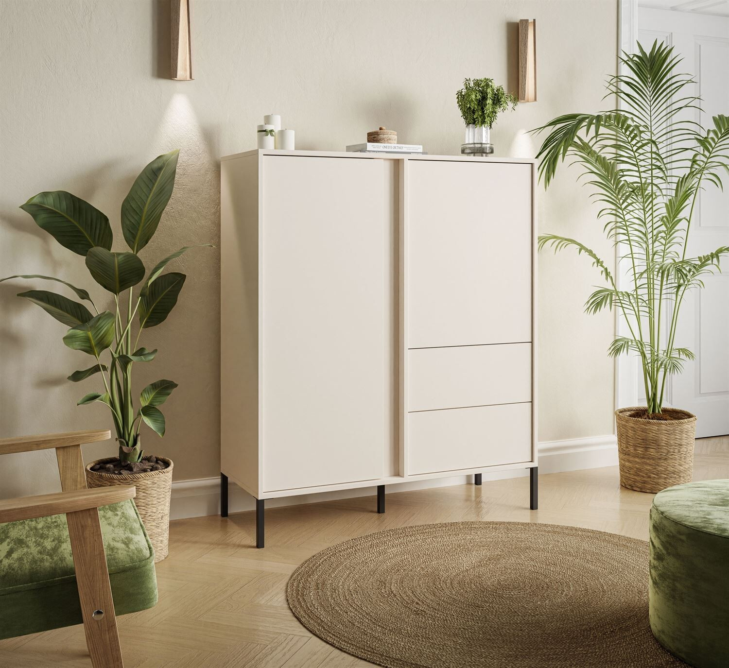Lookway Kommode DELLE, beige, Hoogte: 103 cm
